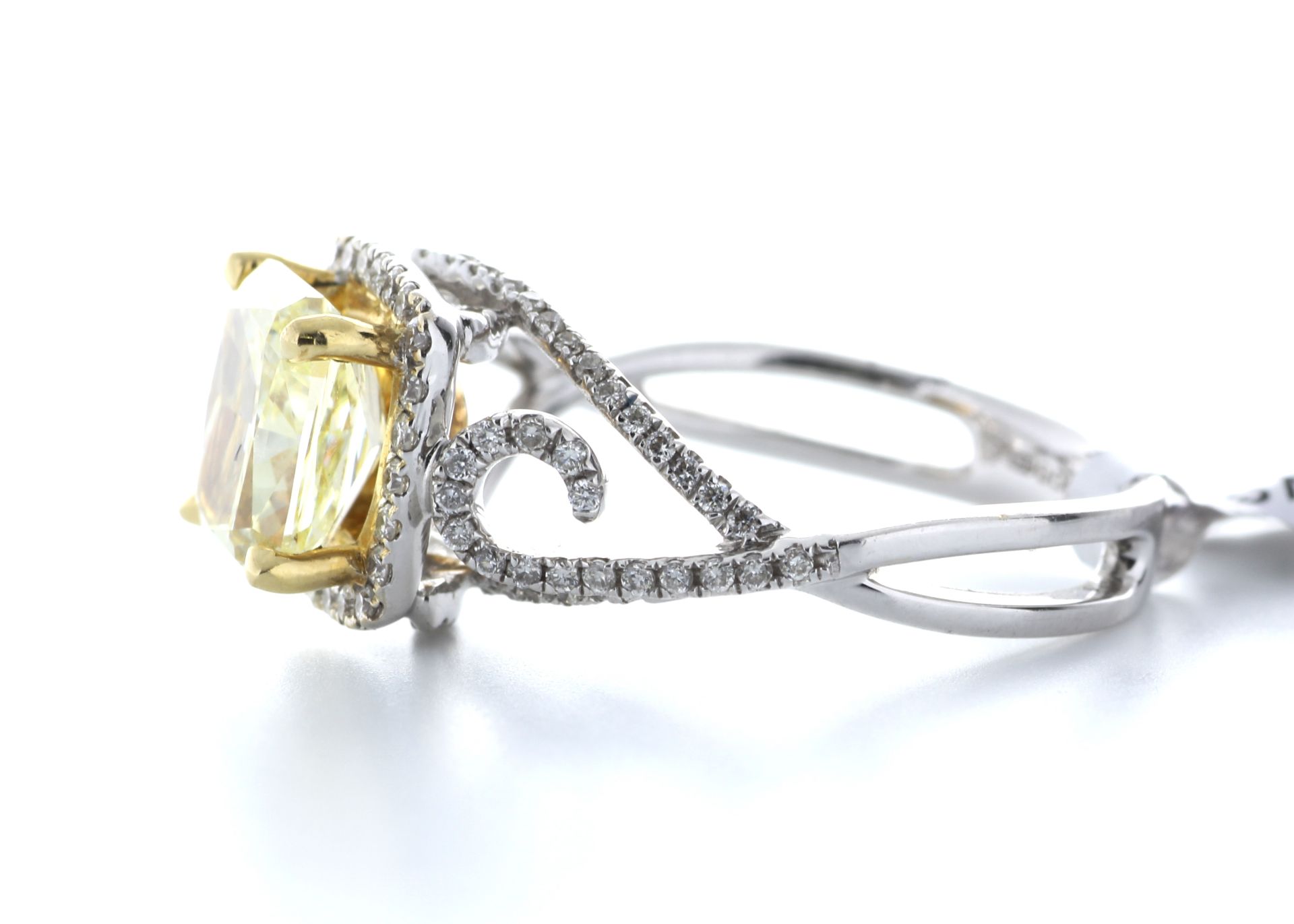 GIACertified Fancy Yellow Halo Ring - Image 2 of 2