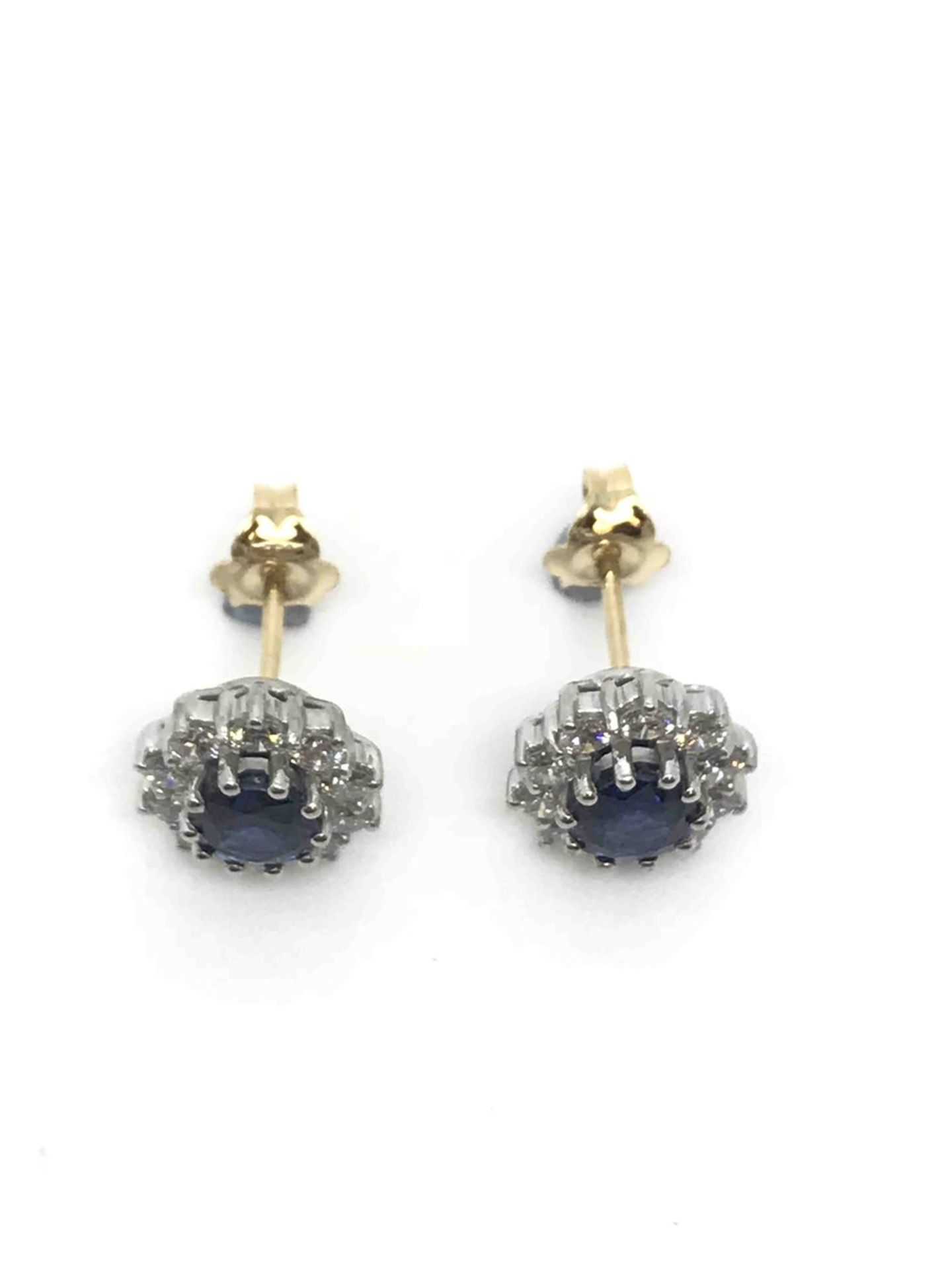 Sapphire & Diamond Cluster Earrings, 18ct Gold - Image 3 of 4