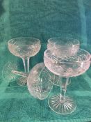 Set of four champange glasses, 20th century, lead crystal