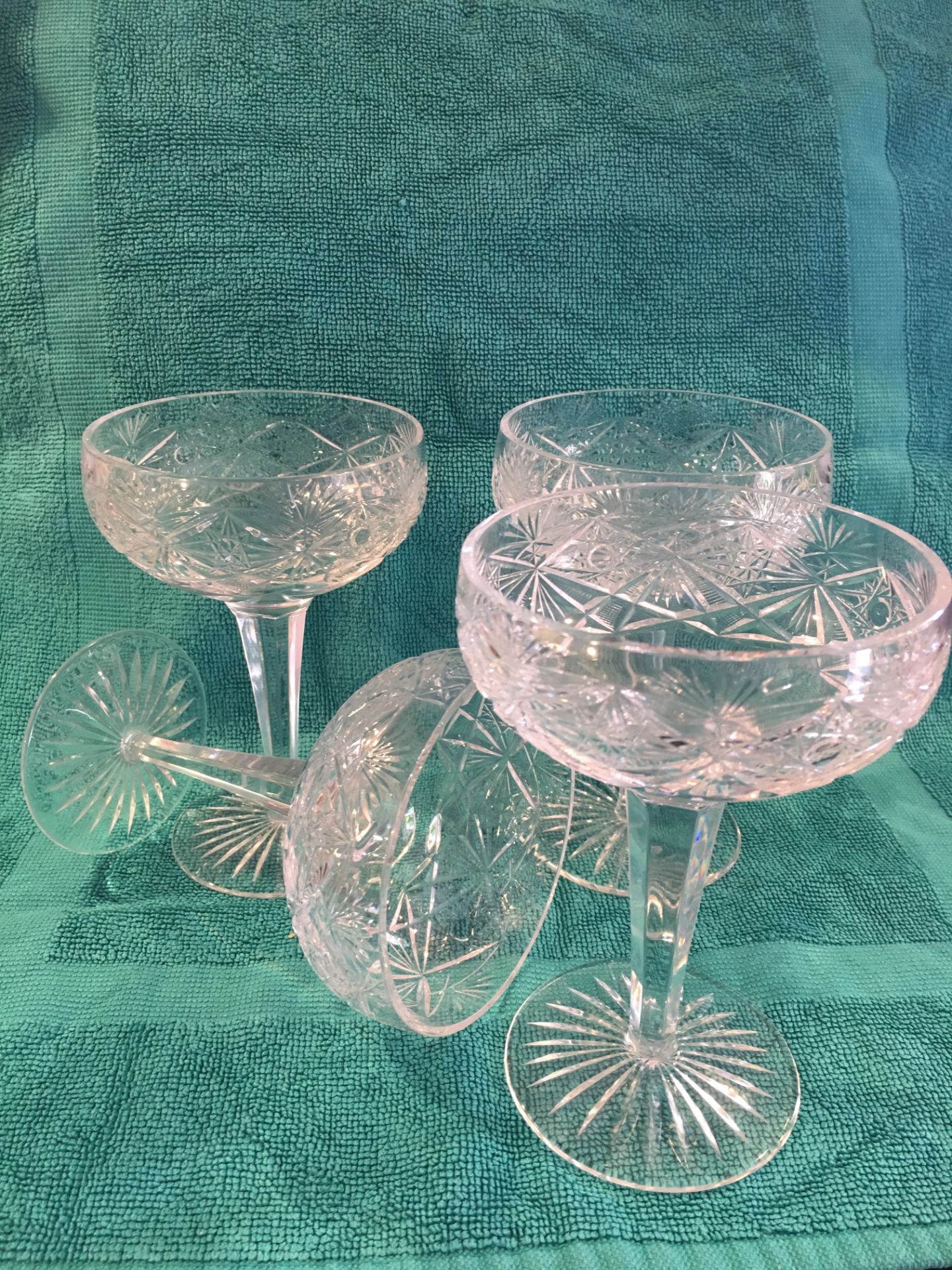 Set of four champange glasses, 20th century, lead crystal