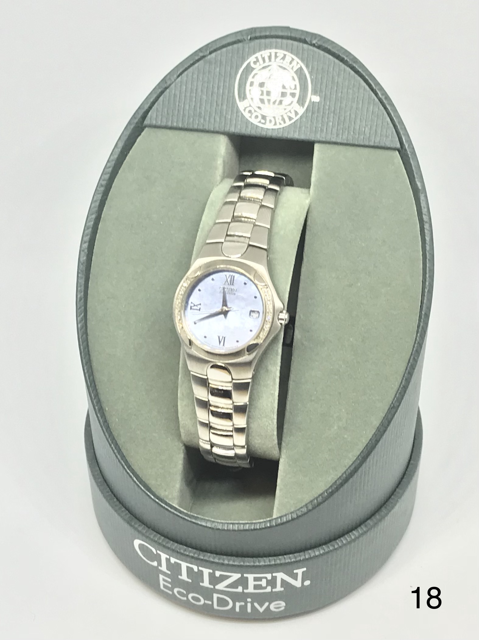 Citizen Eco-Drive Ladies Corso Diamond Blue MOP Stainless Steel Watch EW0240-53N ECO Drive