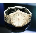 Mens Rolex Oyster Perpetual Datejust, White Diamond Dial 36mm