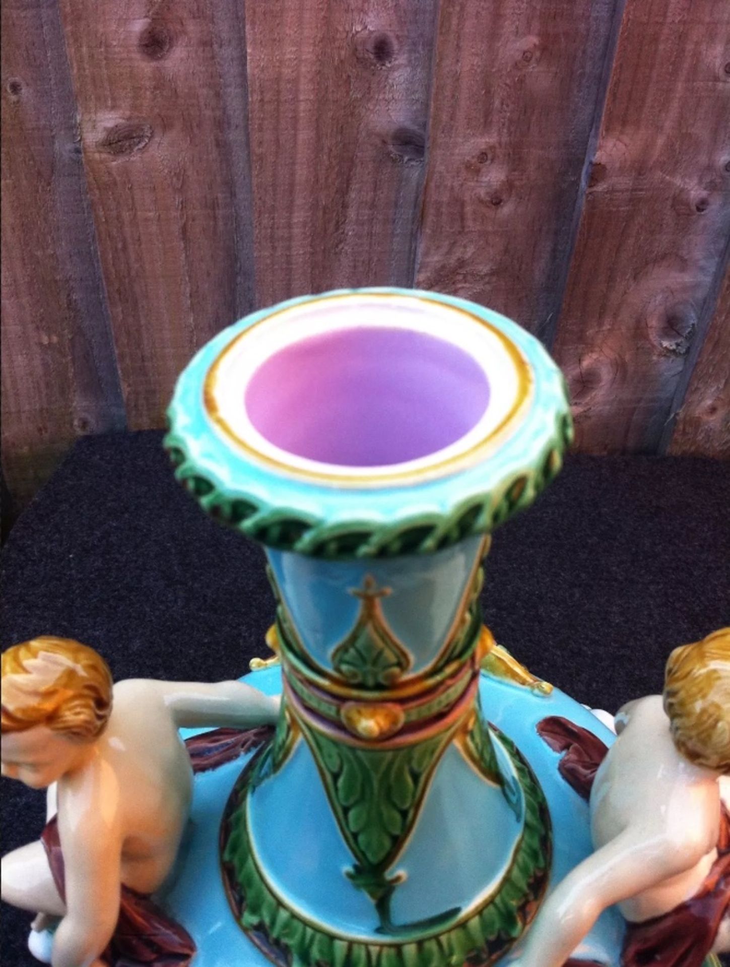 Extremely rare Antique Minton Majolica figural vase/ centrepiece - Image 6 of 8