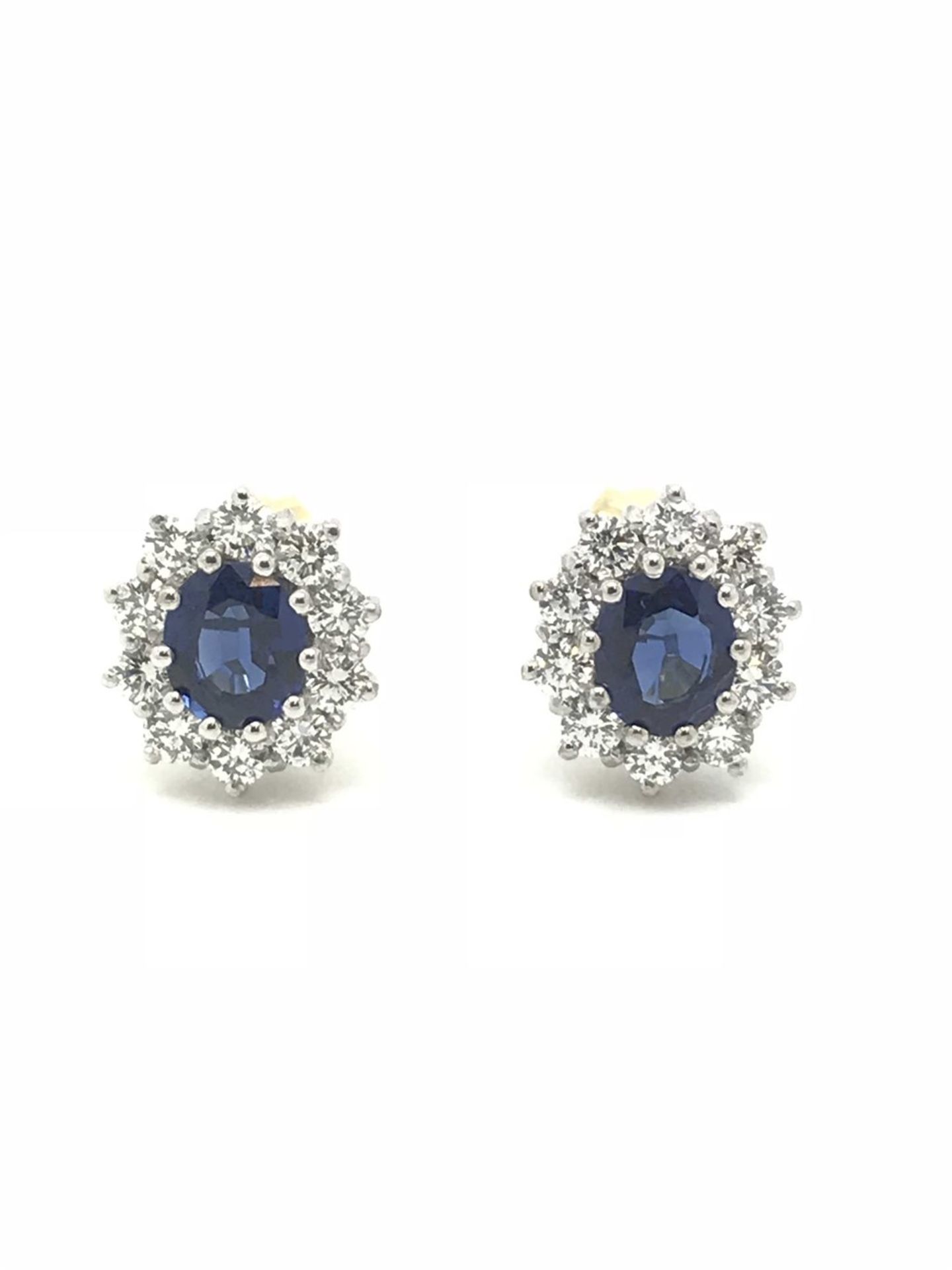 Sapphire & Diamond Cluster Earrings, 18ct Gold