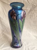 Okra glass - iridescent either Okra glass vase signed D Barrs, 22cm high