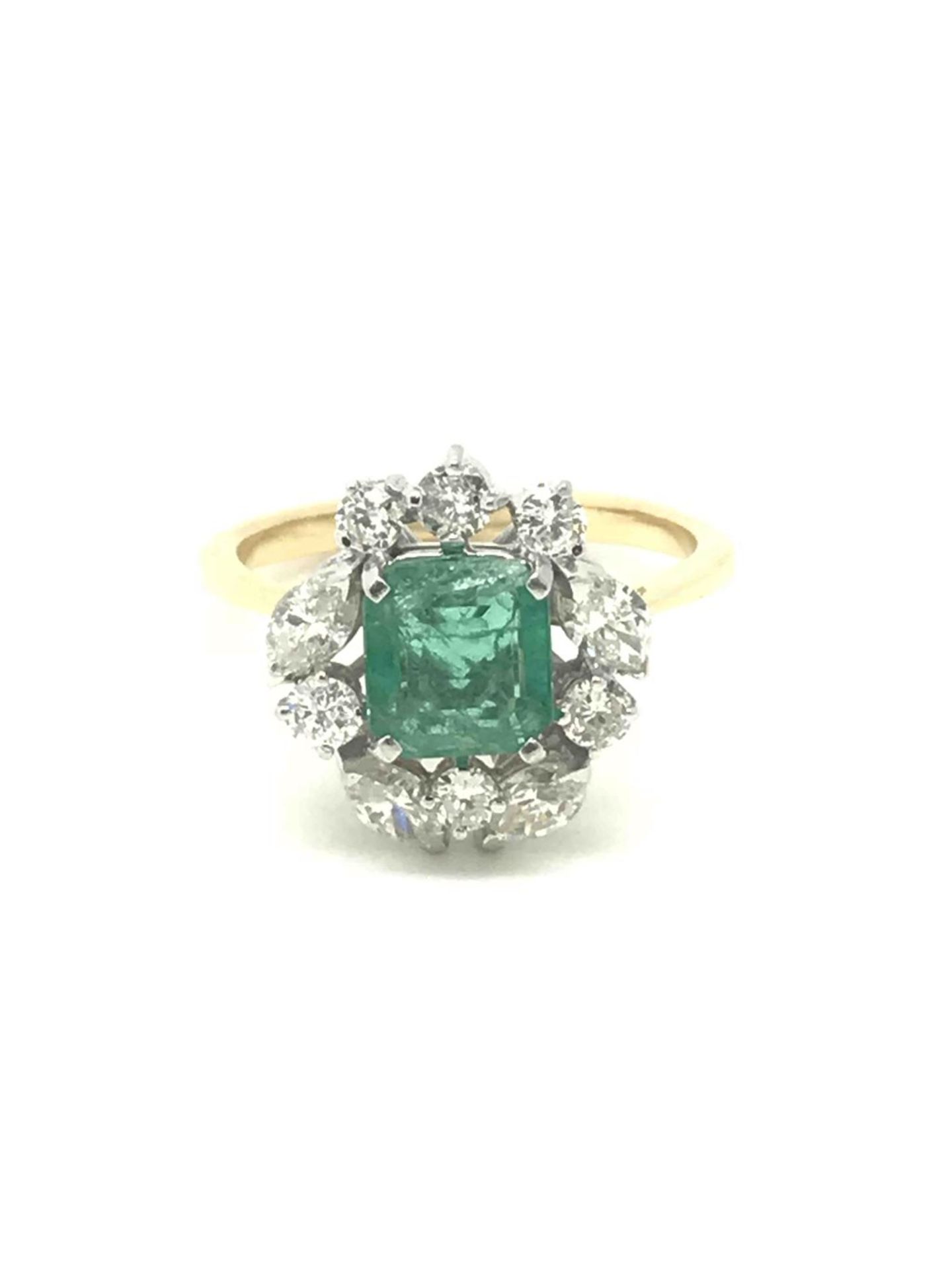 Emerald & Diamond (1.05ct) Cluster Ring, 18ct Yellow Gold - Image 2 of 4