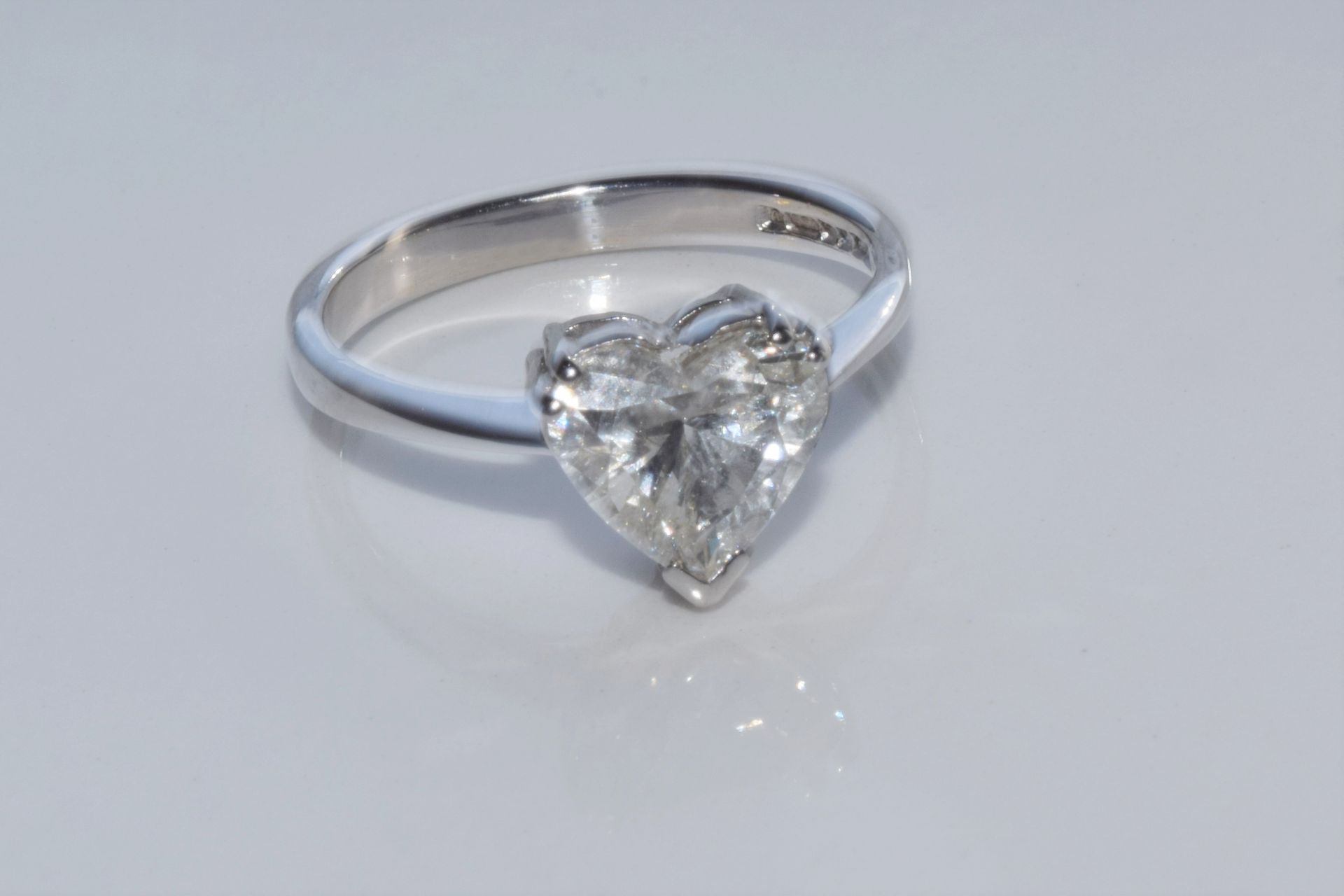 2.16ct Heart cut diamond ring mounted on 18ct white gold band - Image 2 of 5