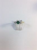 18ct emerald & diamond 3 stone ring