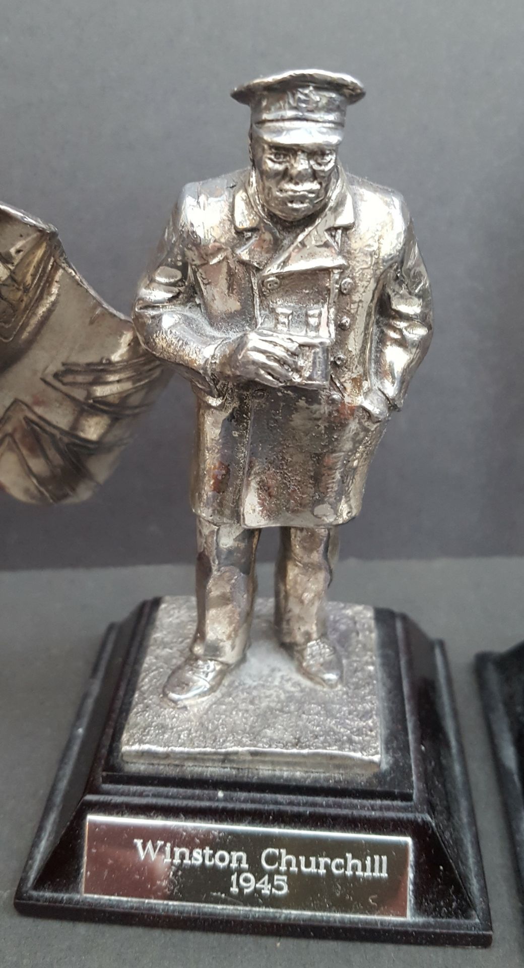 6 Vintage Royal Hampshire Pewter Military Figures Includes Churchill Paratrooper & Battle of Britain - Image 2 of 7