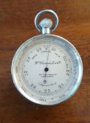 Antique Sterling Silver W Thornhill & Co. Compensated Pocket Barometer with Compass