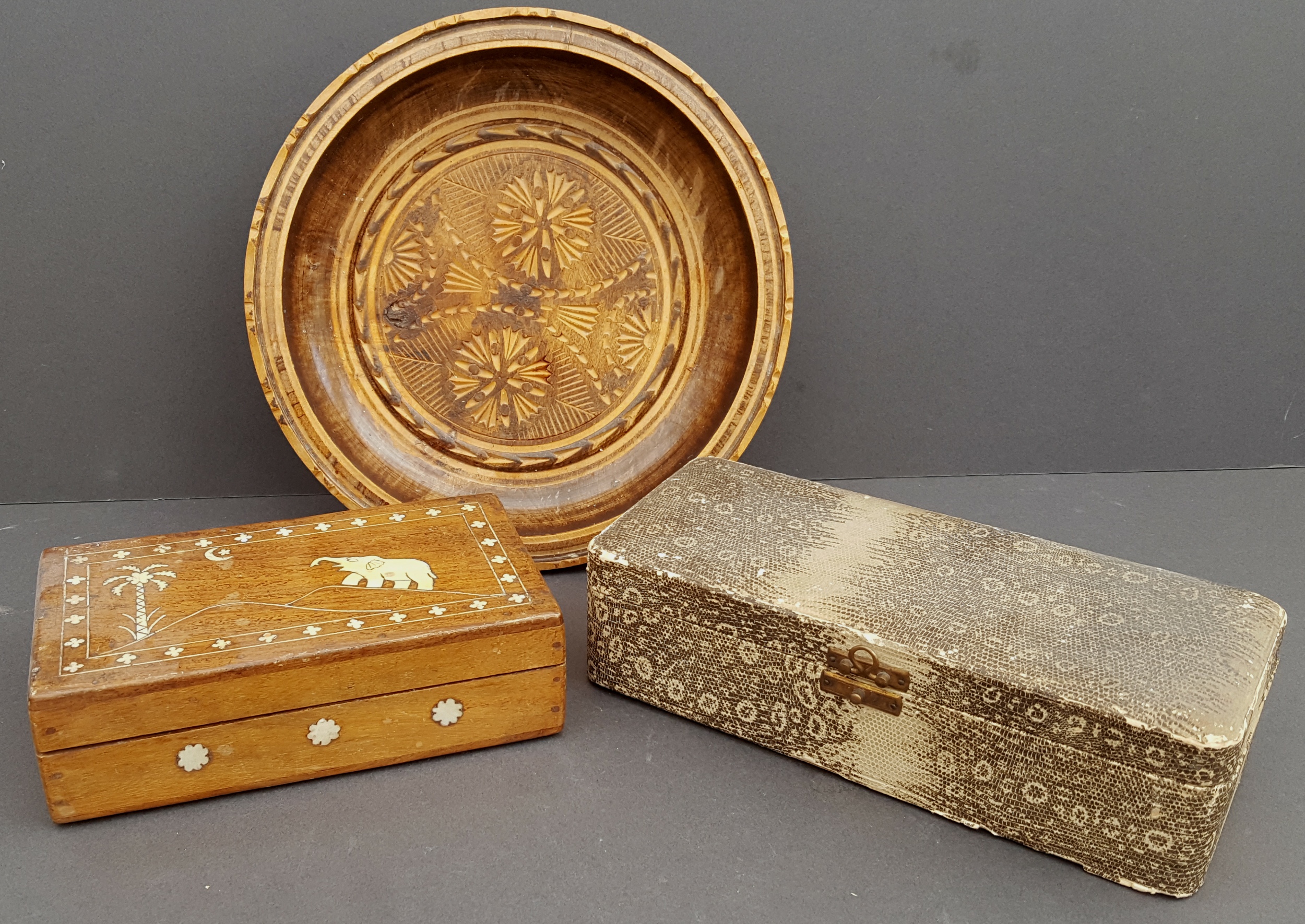 Antique Vintage Boxes & Treen Bowl NO RESERVE