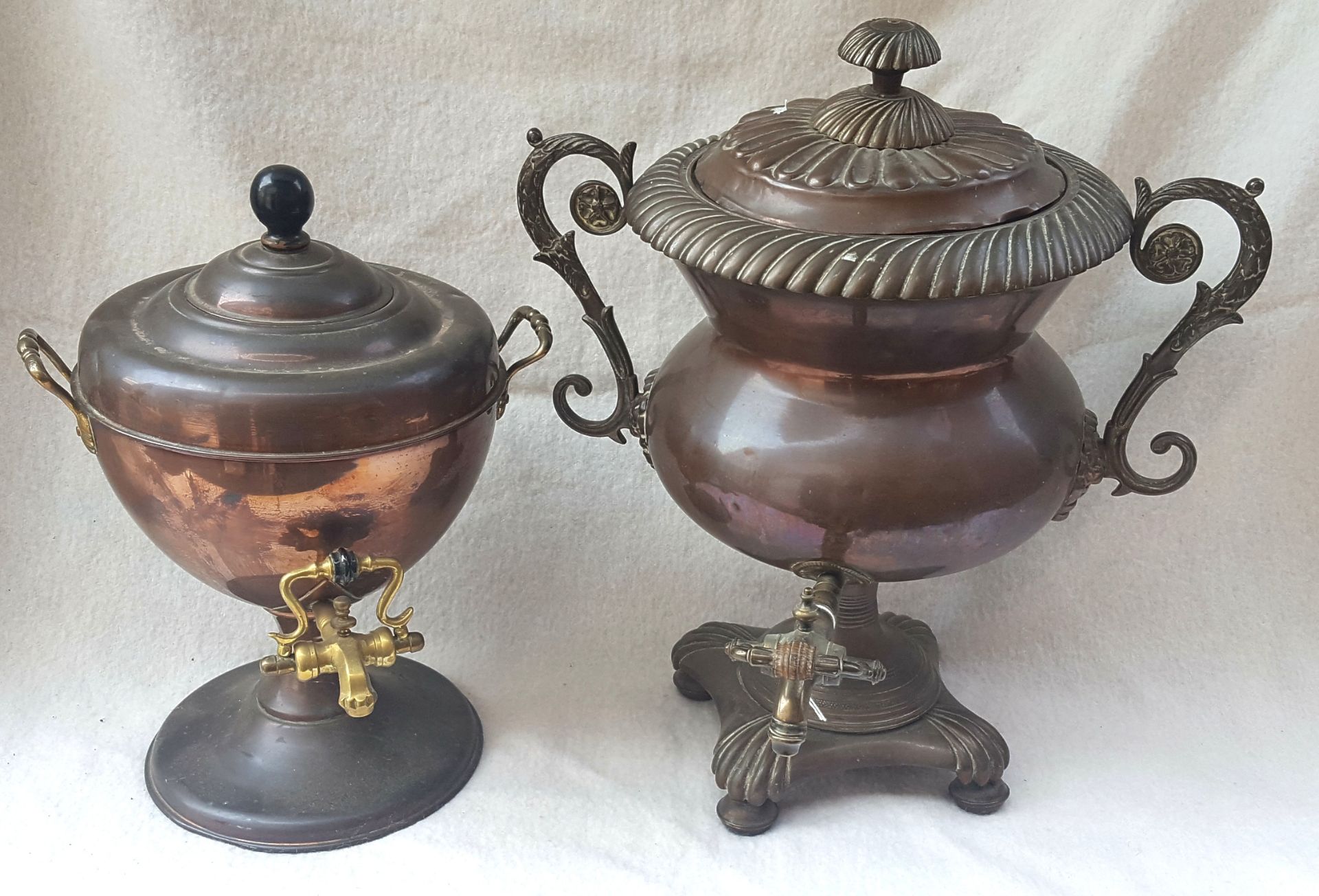 2 Antique Copper & Brass Samovar's