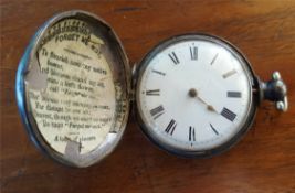Antique S Benzies of Cowes Full Hunter Silver 935 Pocket Watch with Masonic Connections