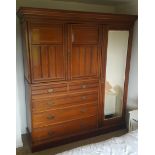 Antique Edwardian Linen Press With Side Wardrobe