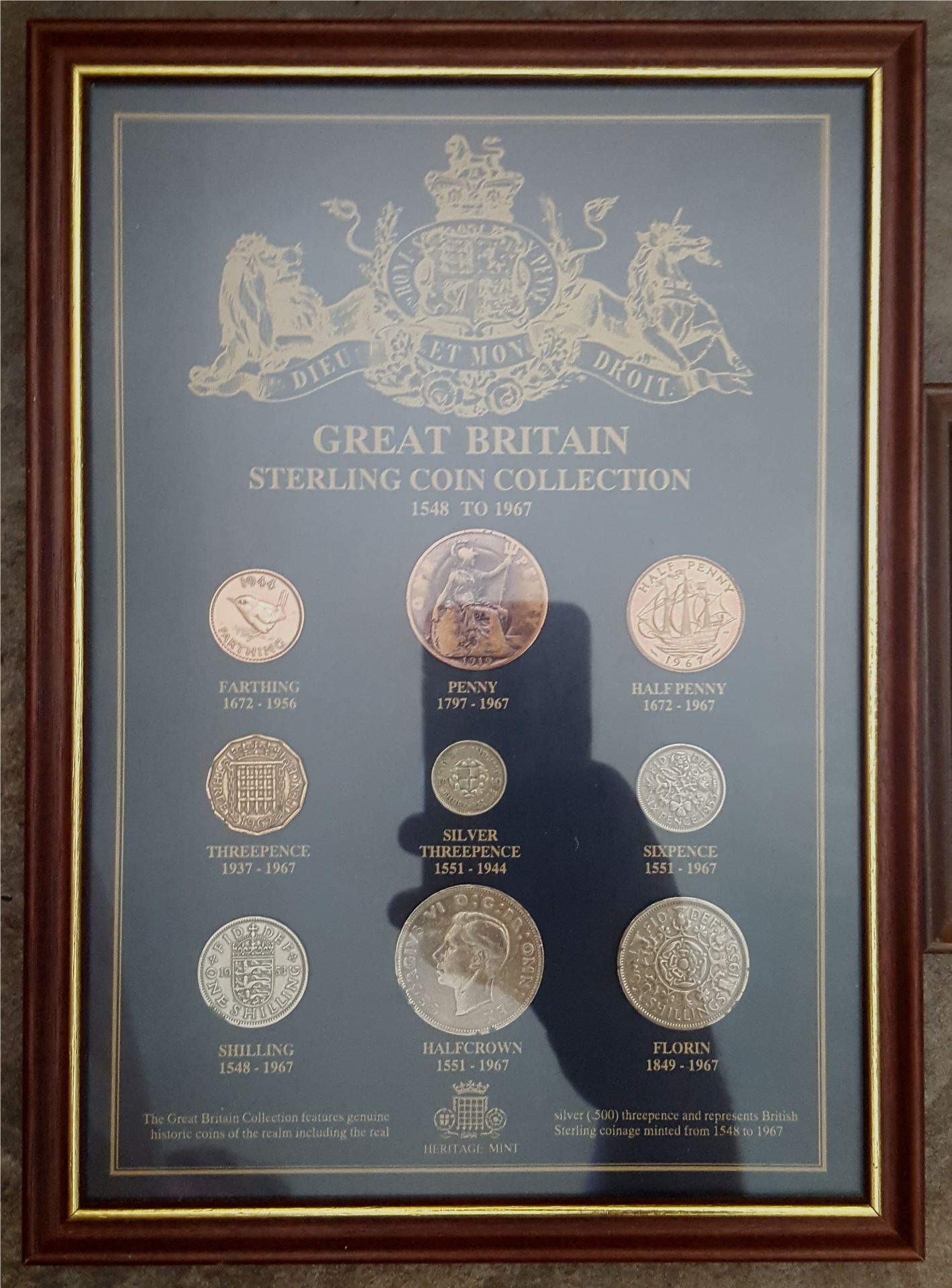 Vintage Collectable Coins Pre Decimal 2 Collections Framed & Mounted - Bild 3 aus 3