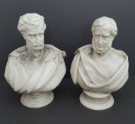 Antique Pair Parian Ware Busts Figures Havelock & Campbell Signed J Durham