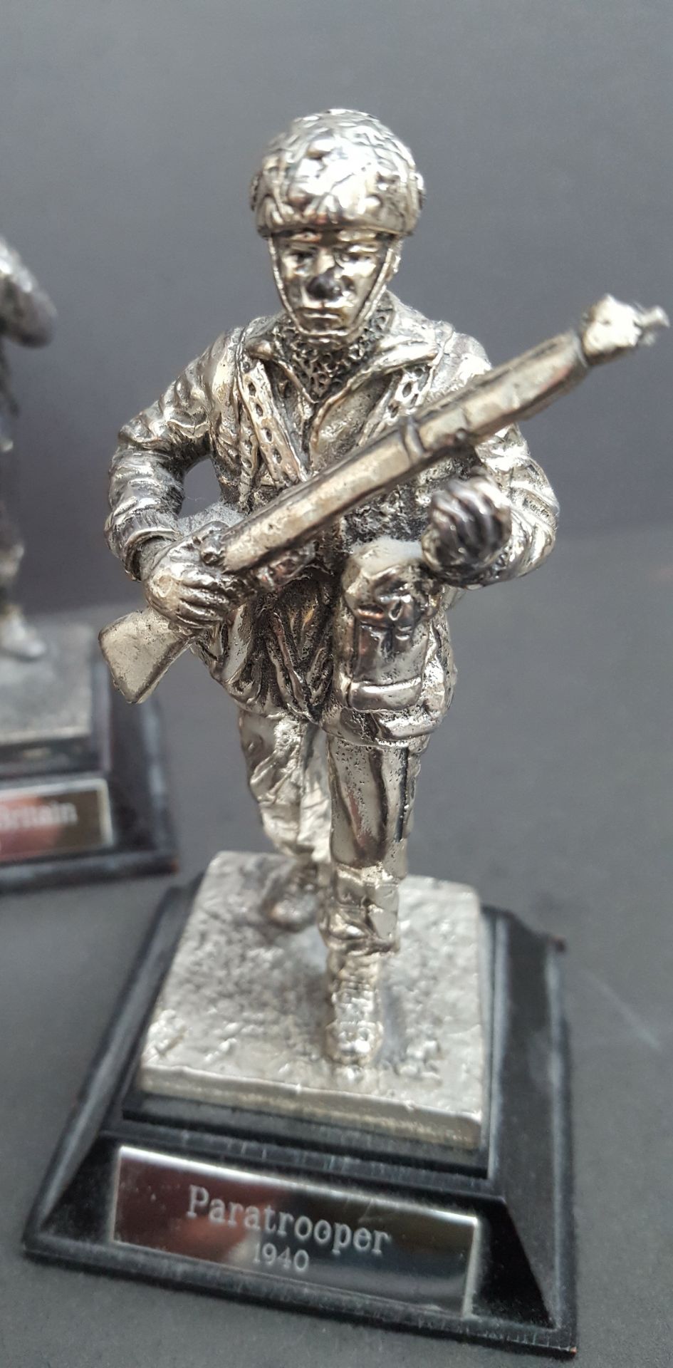 6 Vintage Royal Hampshire Pewter Military Figures Includes Churchill Paratrooper & Battle of Britain - Image 6 of 7