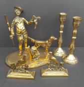 Vintage Parcel of Brass Figures Candle Sticks & Ornaments. NO RESERVE