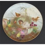 Antique Handpainted Wall Plaque Birds Signed H Goodall 1890 Wrens