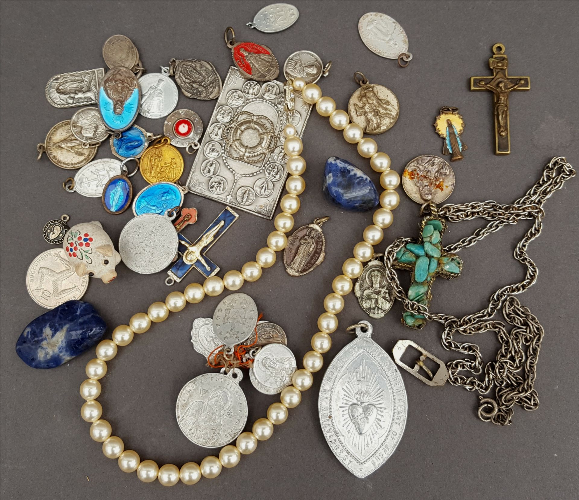 Antique Vintage Parcel of Costume Jewellery Religious Themed NO RESERVE