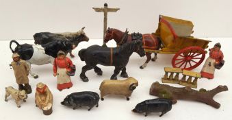 Vintage Collectable Parcel of Britains Toys Metal Figures Animals & Cart