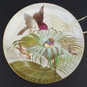 Antique Handpainted Wall Plaque Birds Signed H Goodall 1890 Finches