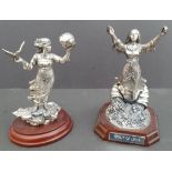 2 x Vintage Collectable Royal Hampshire Pewter Figures Spirit of Love & Helena