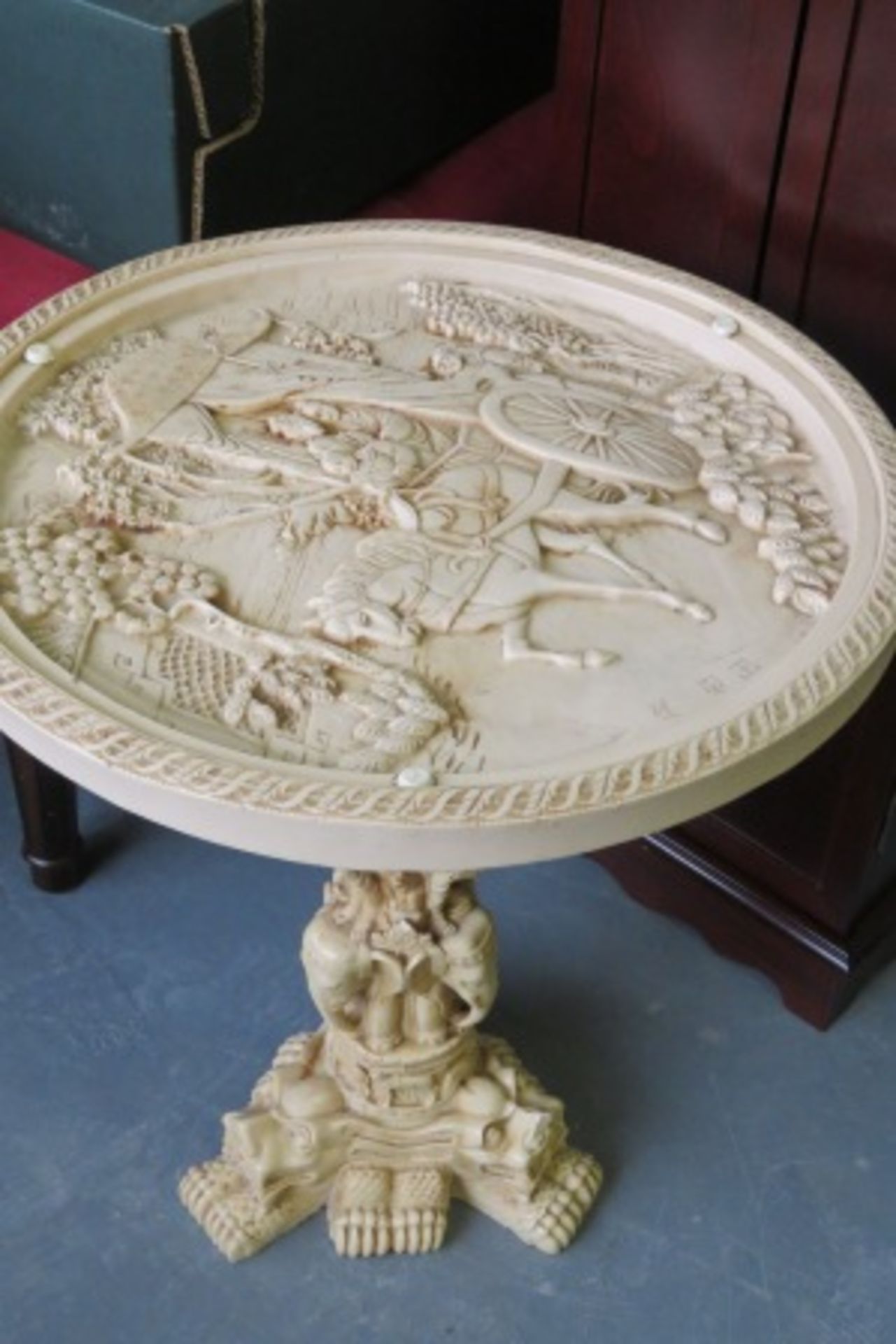 Oriental Themed Carved Side Table