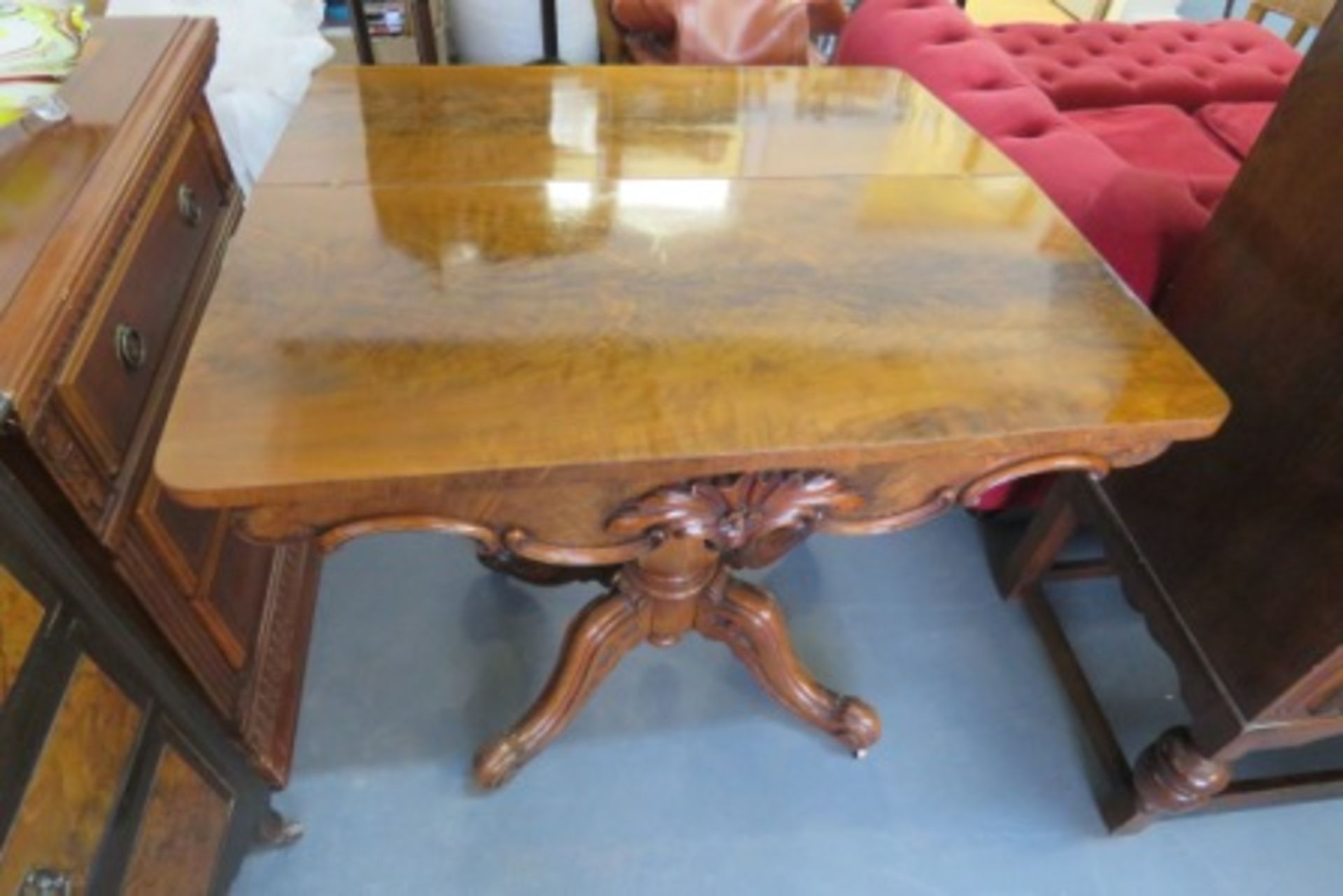 19th CENTURY ANTIQUE MAHOGANY FOLD OVER TEA TABLE - Image 3 of 4