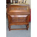 Vintage Oak Carved Bureau - Two Drawers