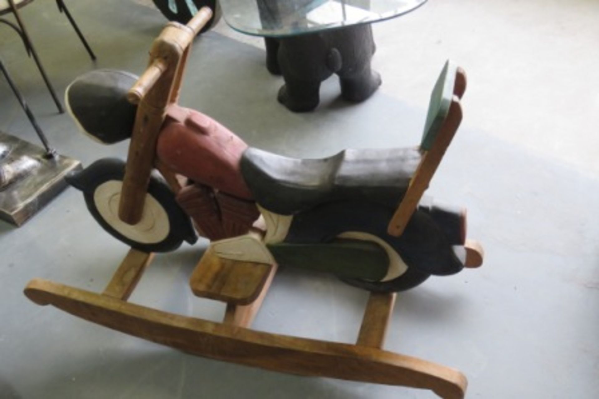 Handcrafted Wooden Motorbike Rocking Chair - Image 2 of 3