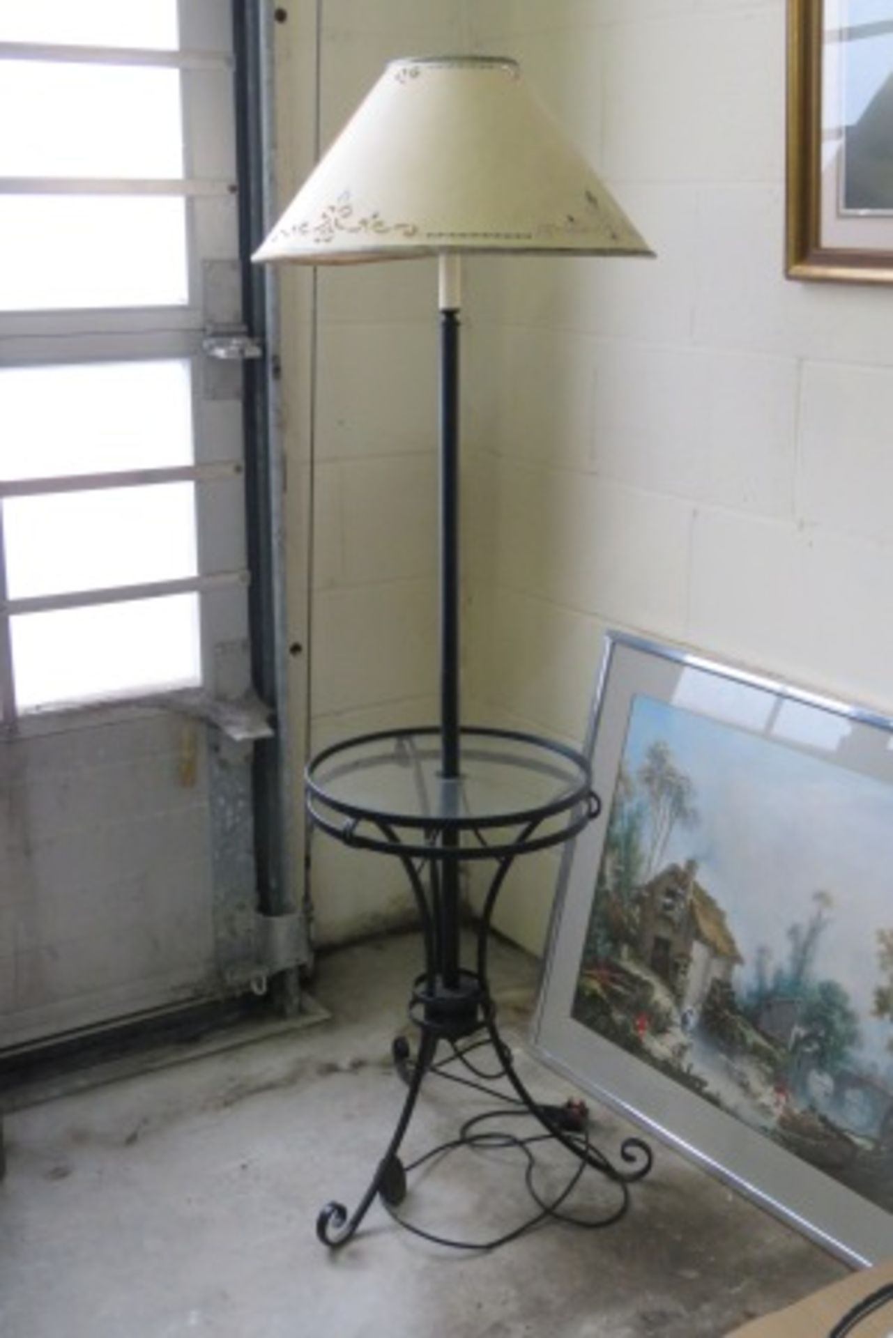 Cast Iron Glass Topped Table With Light & Shade