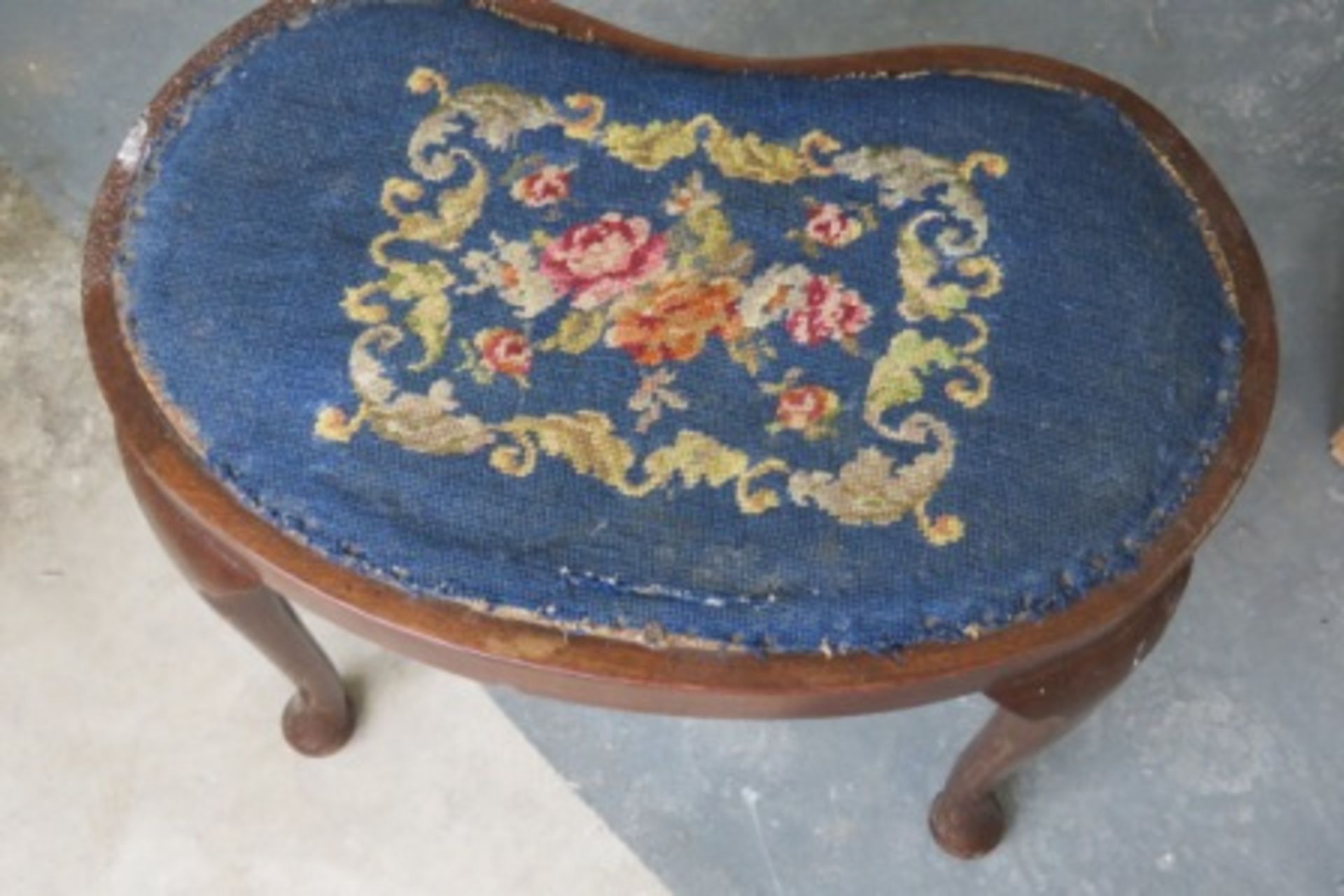 Vintage Cross Stitched Stool - No Reserve - Image 2 of 2