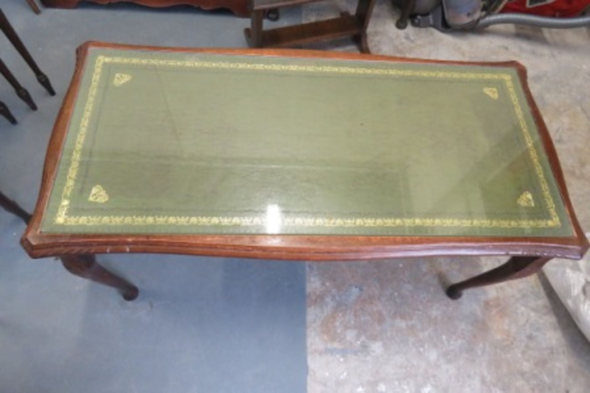 Vintage Leather Inlaid Glass Topped Coffee Table - Image 2 of 2