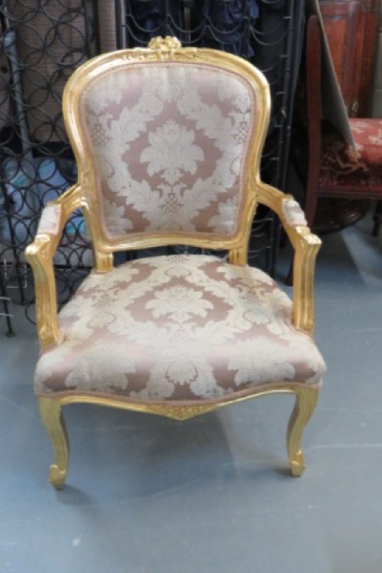 Gold Framed Baroque Floral Louis Chair - Image 2 of 2