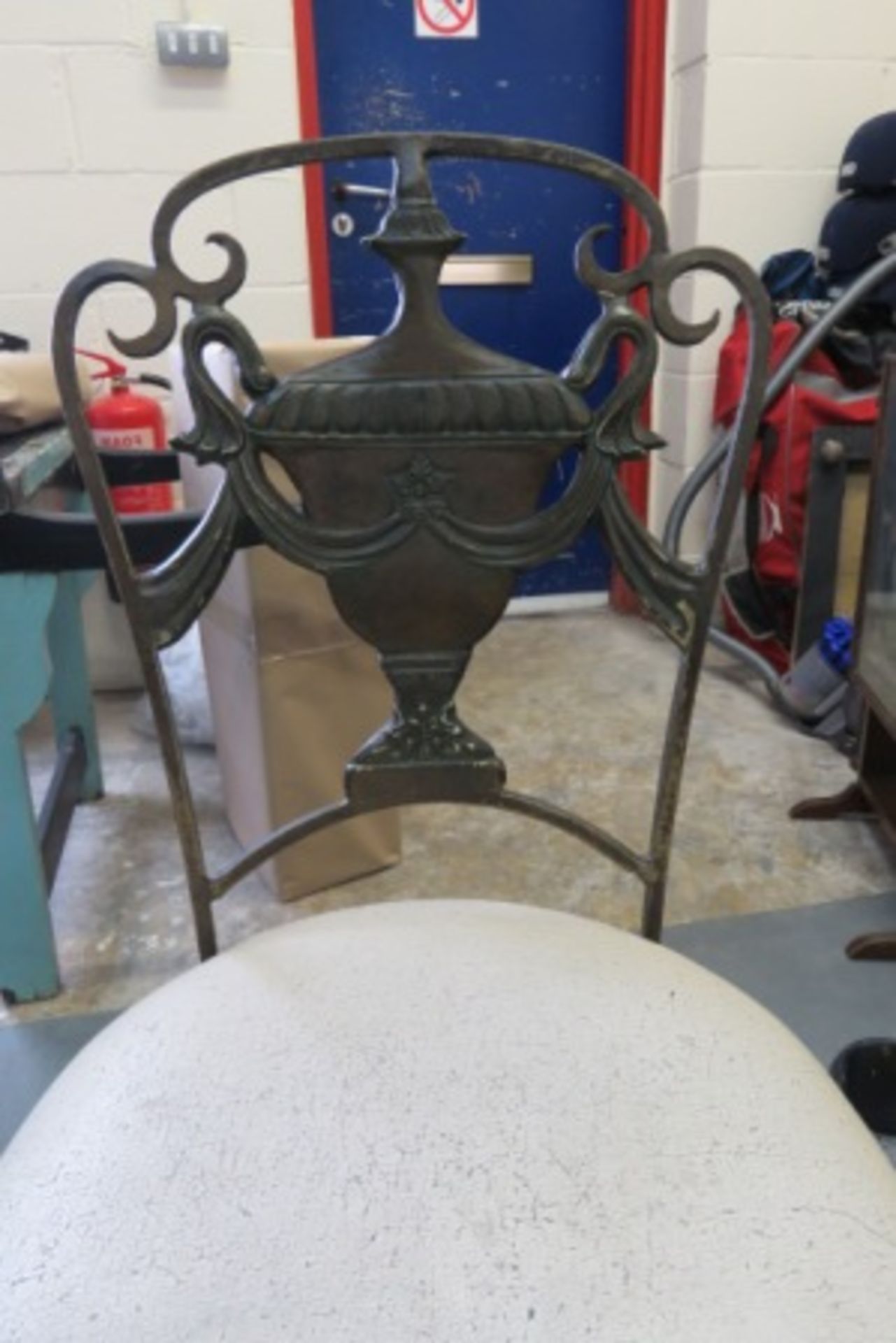 Ornate Cast Iron Framed Glass Top Table With Four Chairs - Image 4 of 4