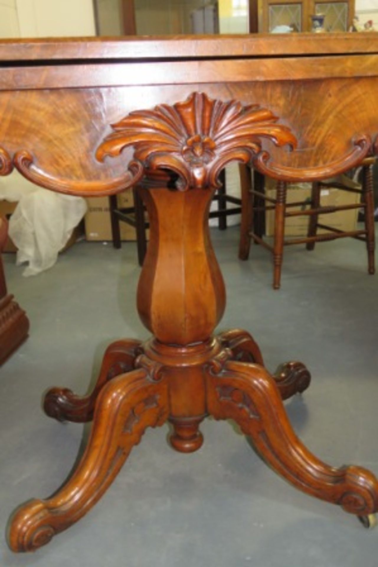 19th CENTURY ANTIQUE MAHOGANY FOLD OVER TEA TABLE - Image 2 of 4