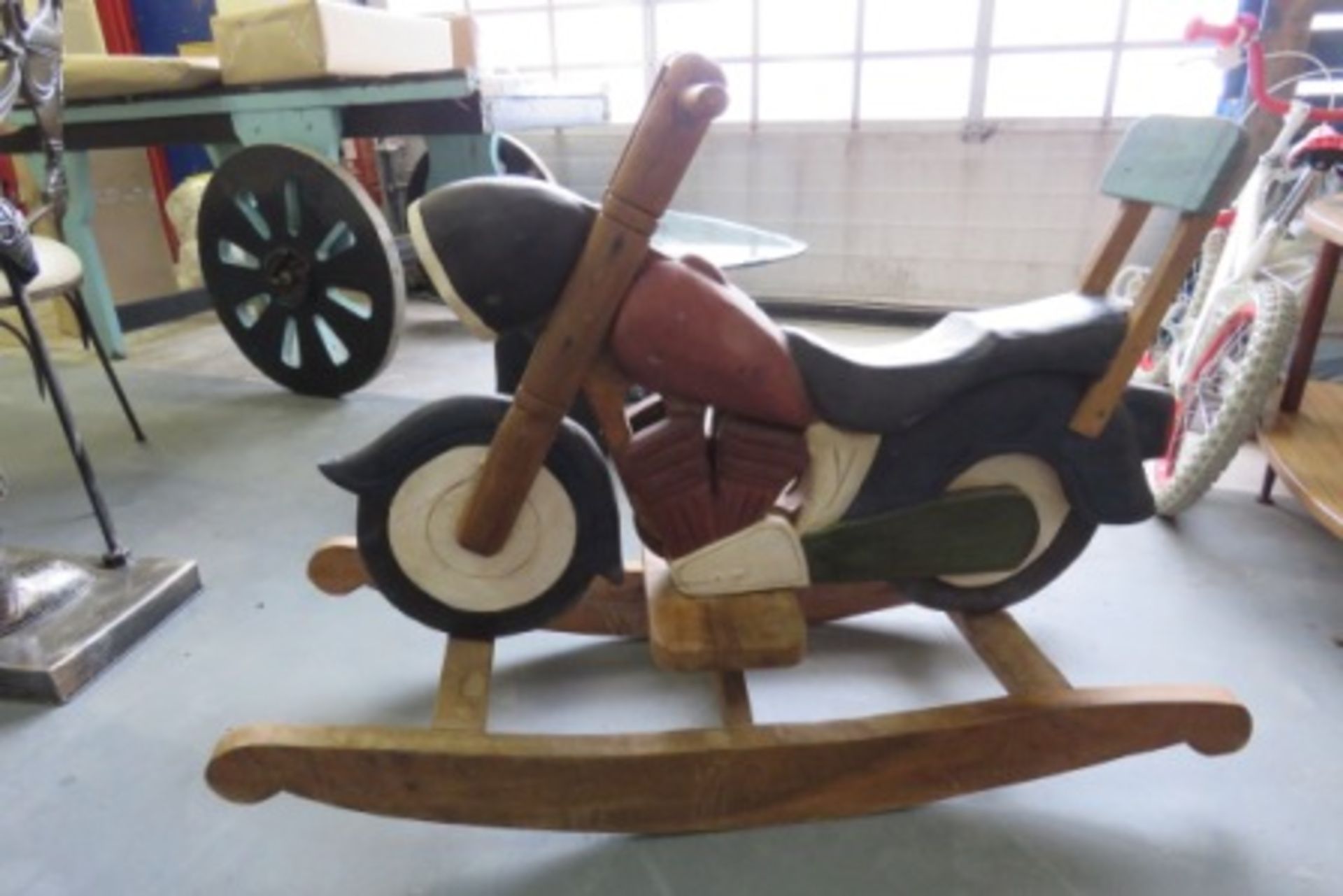 Handcrafted Wooden Motorbike Rocking Chair