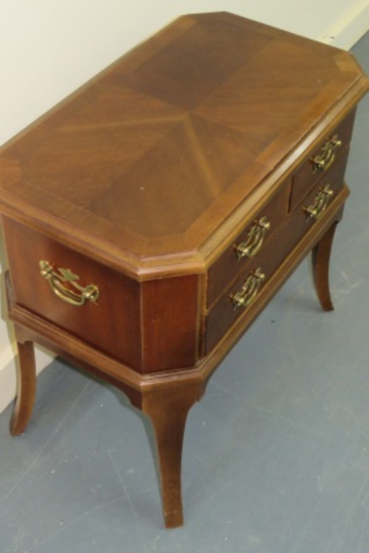 Mid Century 2 Drawer Mahogany Chest With Brass Handles By Alta Vista Of Virginia - Image 2 of 4