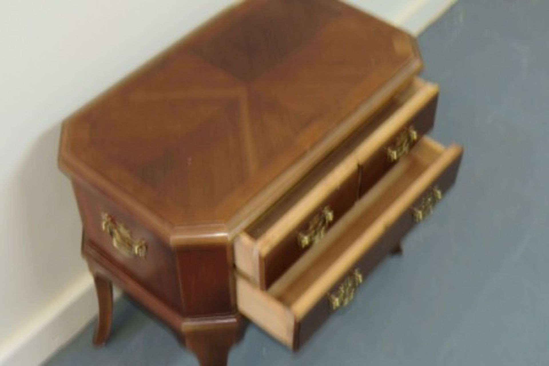 Mid Century 2 Drawer Mahogany Chest With Brass Handles By Alta Vista Of Virginia - Image 3 of 4