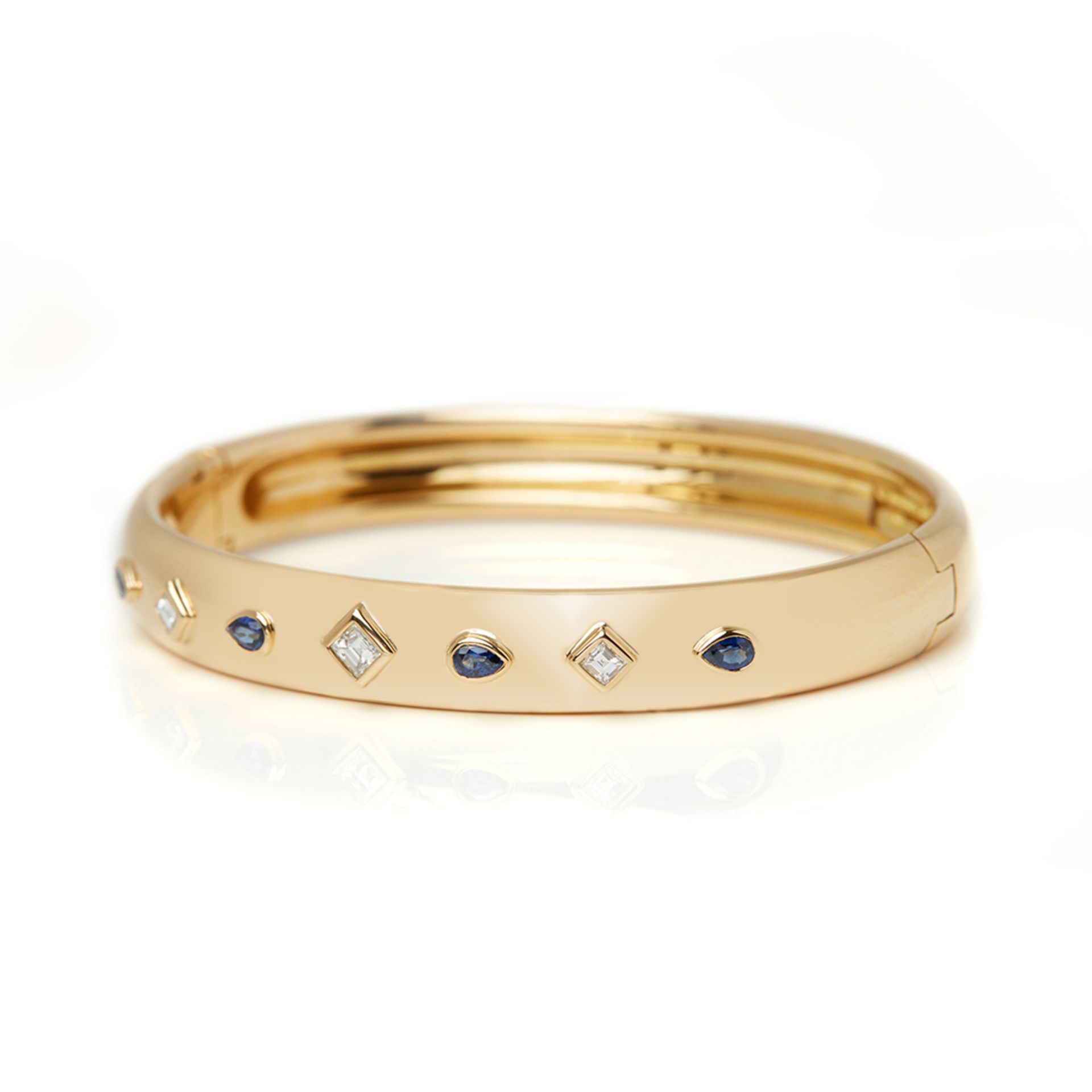 Cartier 18k Yellow Gold Sapphire & Diamond Cuff Bracelet