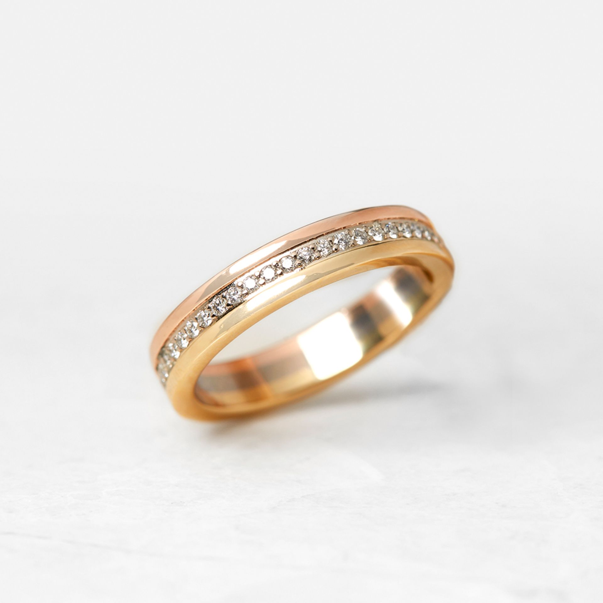 Cartier 18k Yellow, White & Rose Gold Diamond Eternity Ring