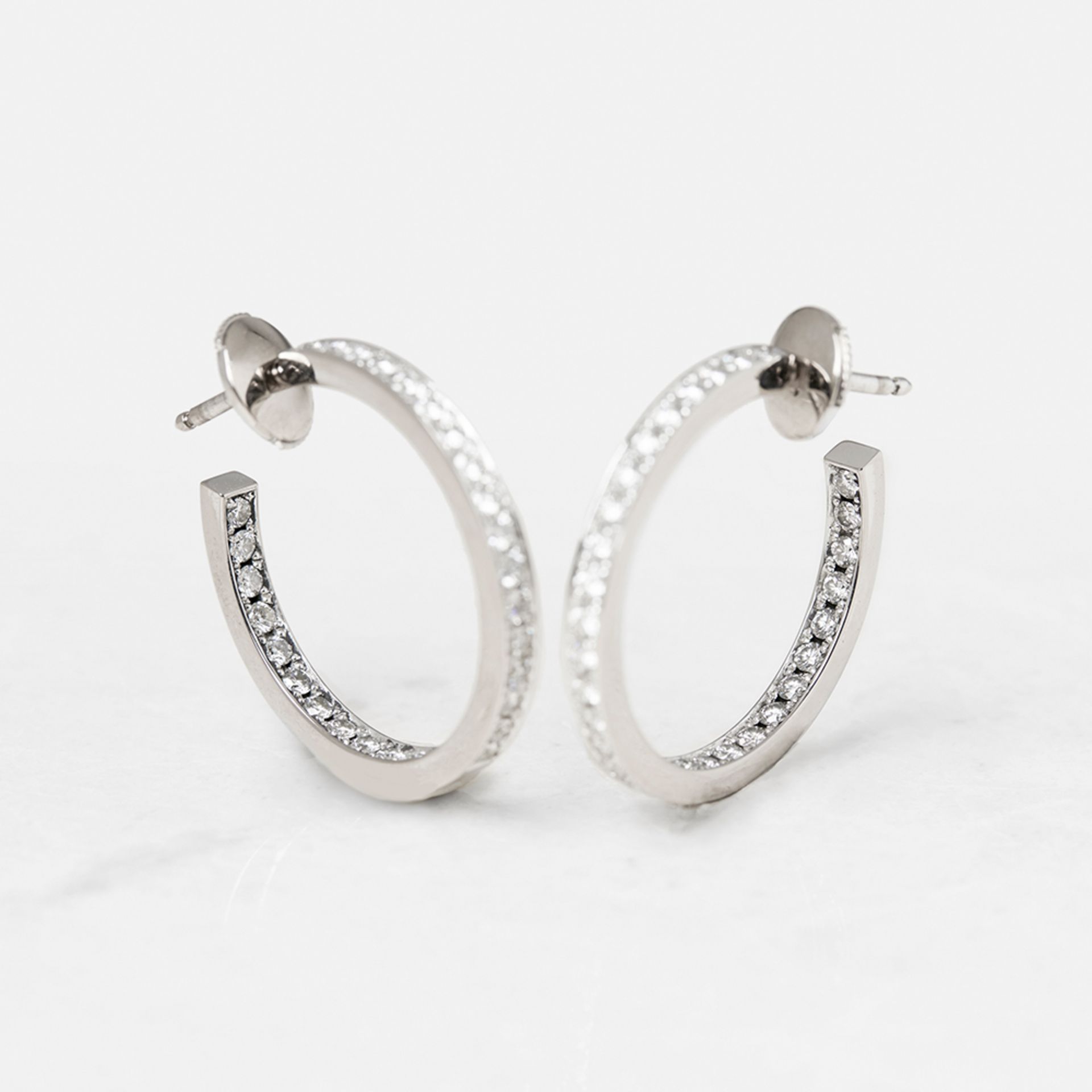 Cartier 18k White Gold 1.20ct Diamond Inside Out Hoop Earrings - Image 12 of 14