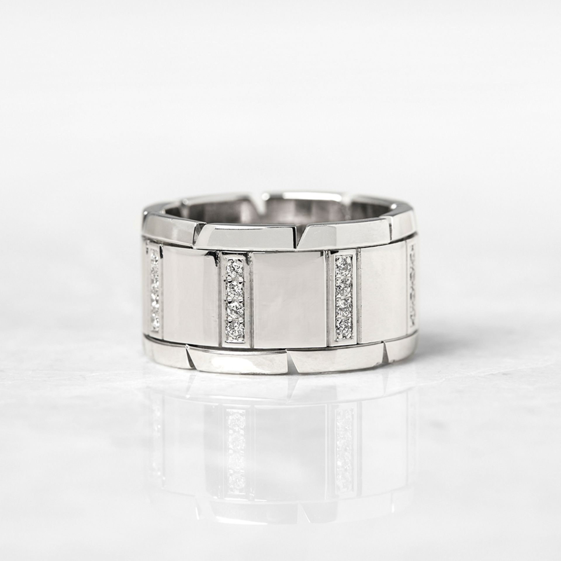 Cartier 18k White Gold Diamond Tank Francaise Ring - Image 2 of 6