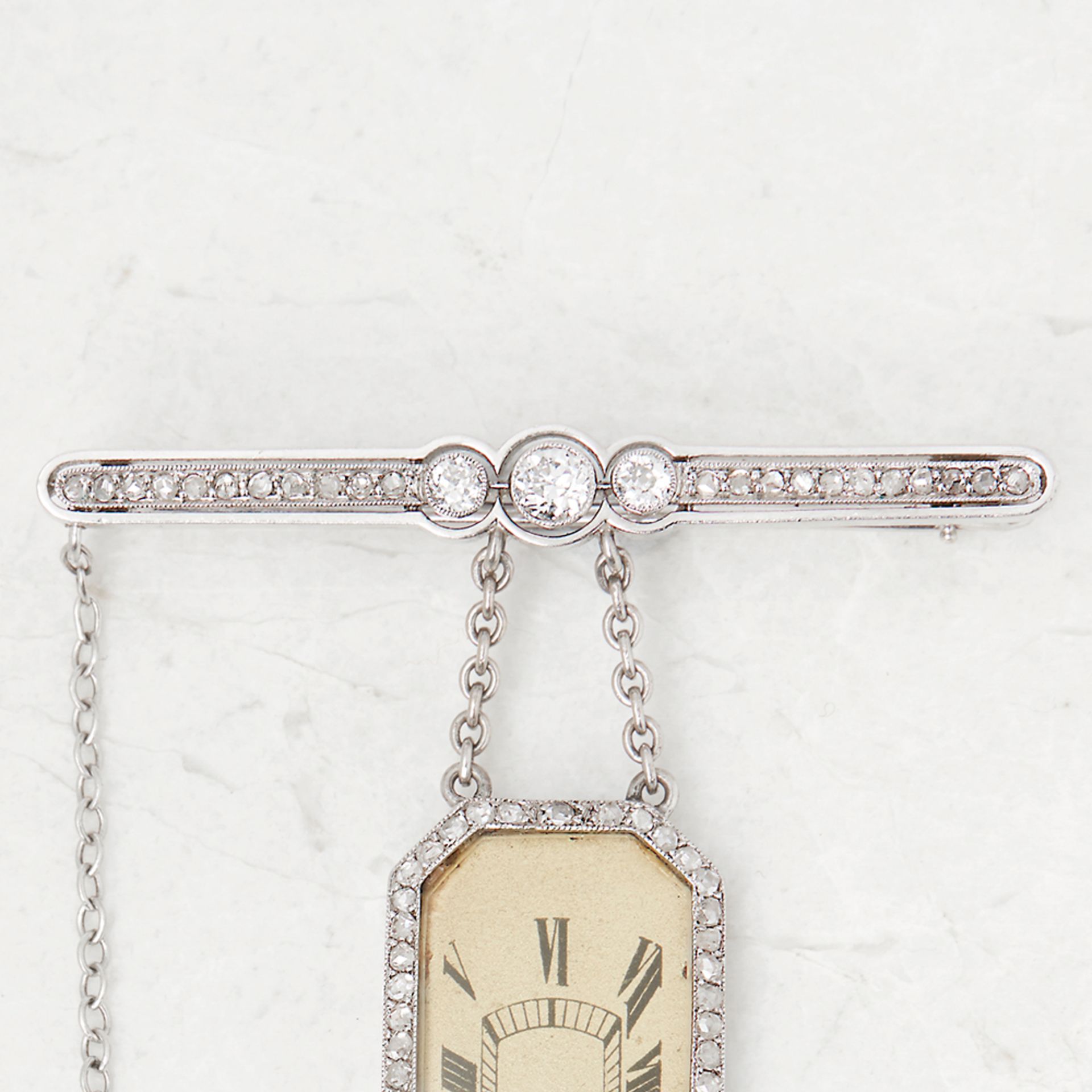 Cartier Platinum Diamond Set Rare Vintage Brooch Watch - Image 3 of 9