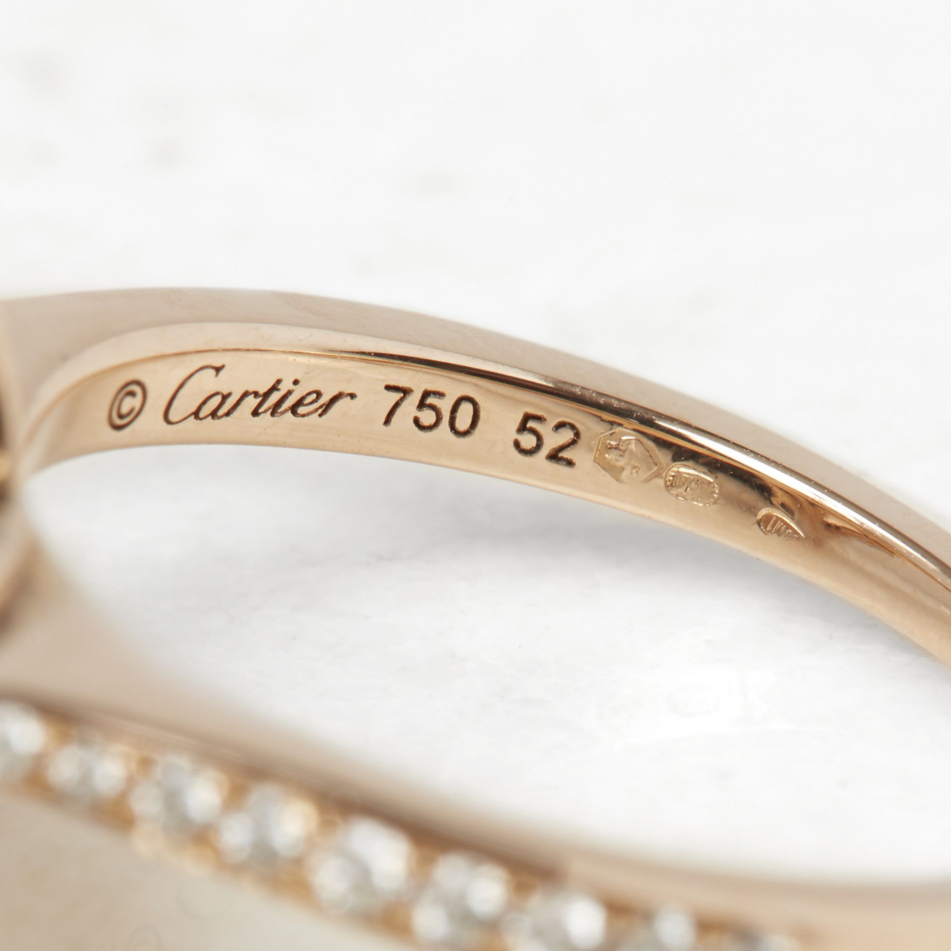 Cartier 18k Rose Gold Smoky Quartz & Diamond Lotus Ring - Image 7 of 10