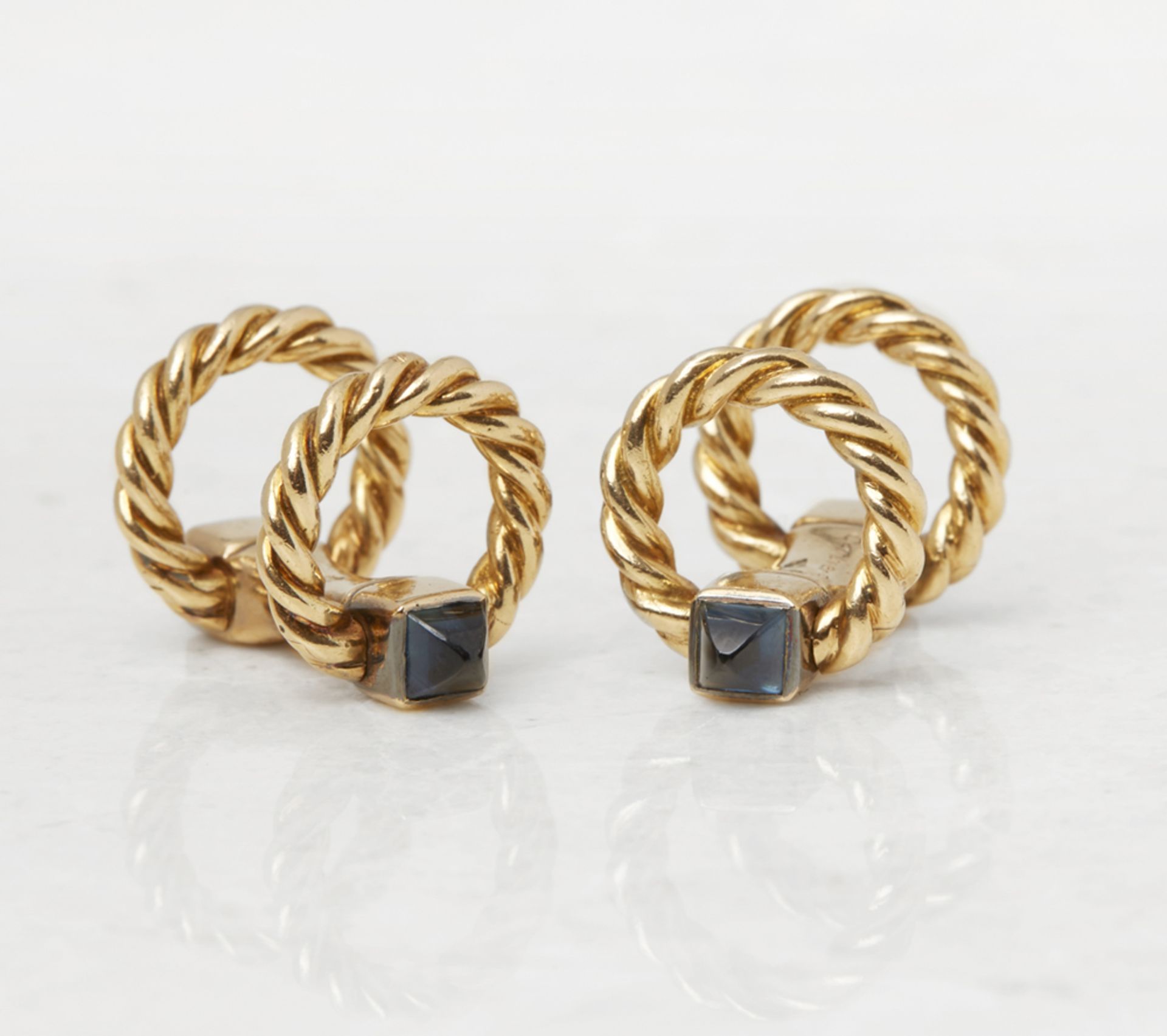 Cartier 18k Yellow Gold Sapphire Vintage Cufflinks