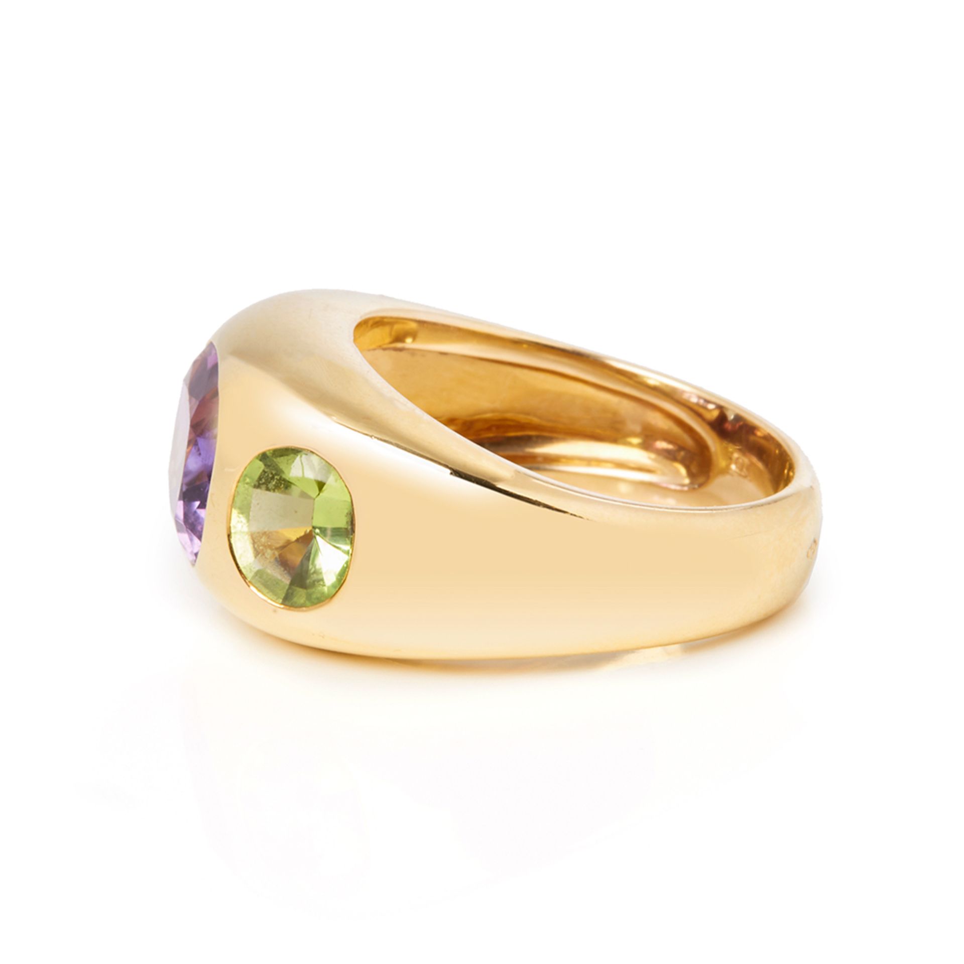 Chanel 18k Yellow Gold Amethyst Peridot Baroque Ring - Image 3 of 8