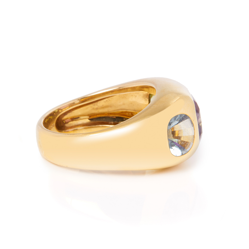 Chanel 18k Yellow Gold Amethyst Peridot Baroque Ring - Image 4 of 8