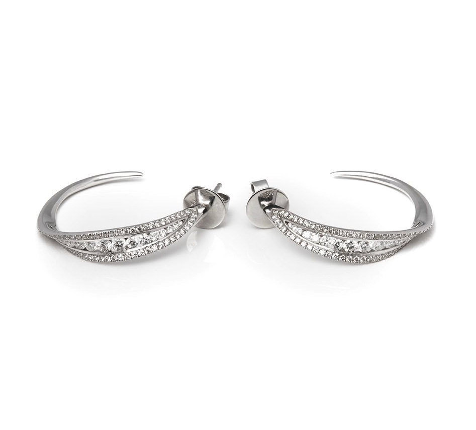 Mappin & Webb 18k White Gold Diamond Hoop Earrings - Image 12 of 12